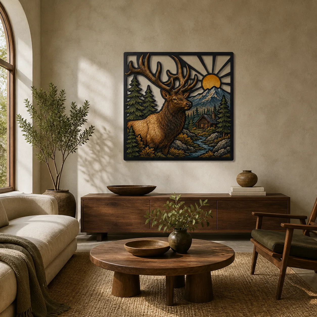 Decoración mural de metal